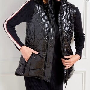 Talbots High Shine Black Quilted Vest